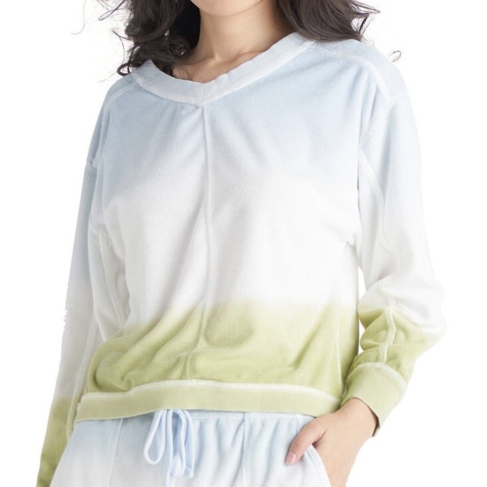 Black Tape Womens Dip Dyed Terry Sweatshirt Medium New with Tags Blue Green Soft